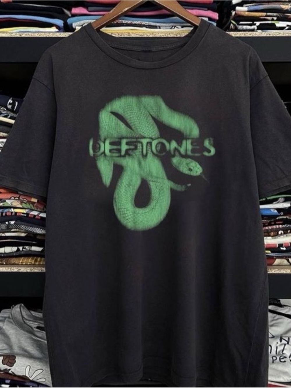 Gildan Black Tee with Green Deftones Graphic